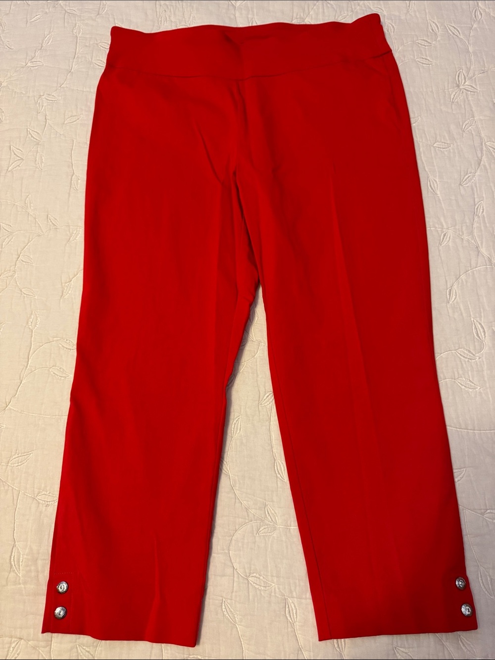 Counterparts Red Capris with Button Detail